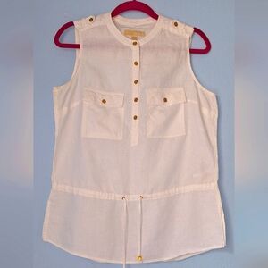 Michael  Kors sleeveless white linen shirt size 6